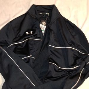 Black Under Armour Jacket With White stripe